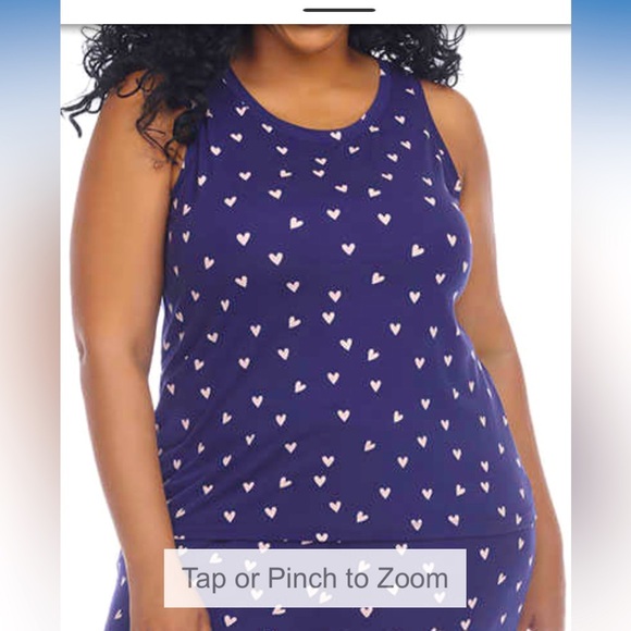 Women PJ Sets Honeydew 3pc Lounge Set Tank+Tee+Jogger Pink Hearts Print S,M,L,2X - Picture 4 of 7